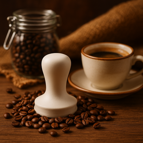 Tamper White 58.5 mm, Handmade Coffee Pressed Powder Hammer